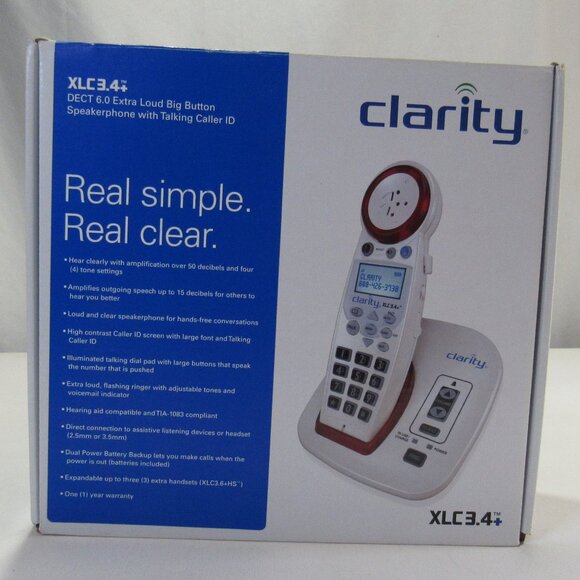 Clarity XLC3.4+ DECT Extra Loud Big Button Speakerphone with Talking Caller ID - Picture 1 of 11
